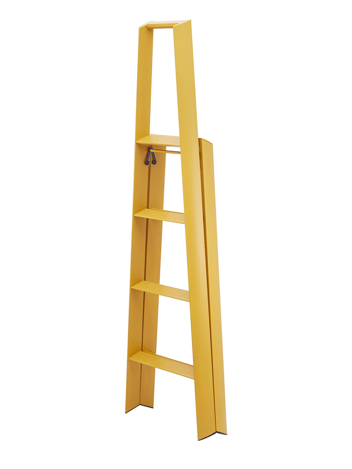 Opgevouwen Lucano 4-step ladder geel – slank en rechtopstaand